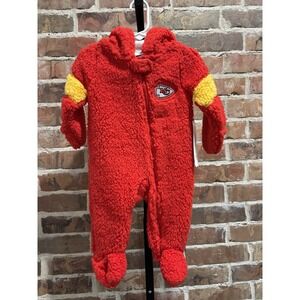 NWT NFL Kansas City Chiefs 6/9 Month‎ Red Teddy Bodysuit Infant Sherpa, Football